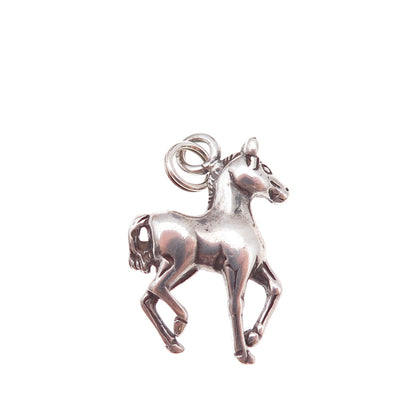 925 Sterling Silver Vintage Horse Oxidized Charm Pendant