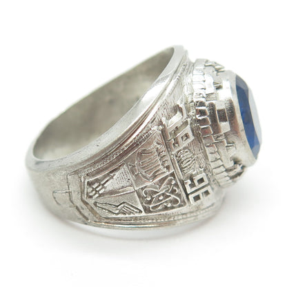 REED & CO Sterling Vintage 1996 Lab-Created Sapphire Totten School Ring Size 8.5