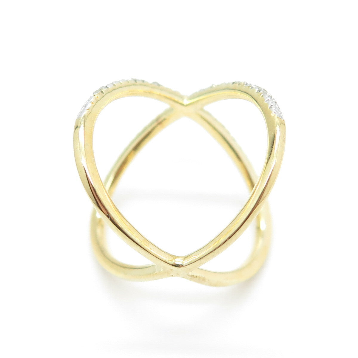DBJ DEE BERKLEY Sterling Silver Gold Plated Diamond Crisscross Ring Size 6.75