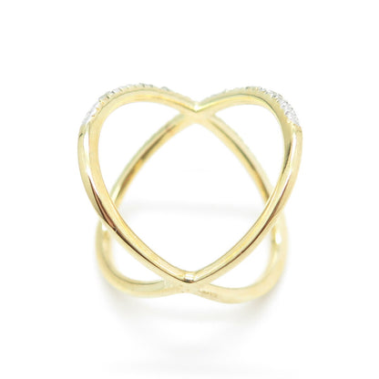 DBJ DEE BERKLEY Sterling Silver Gold Plated Diamond Crisscross Ring Size 6.75