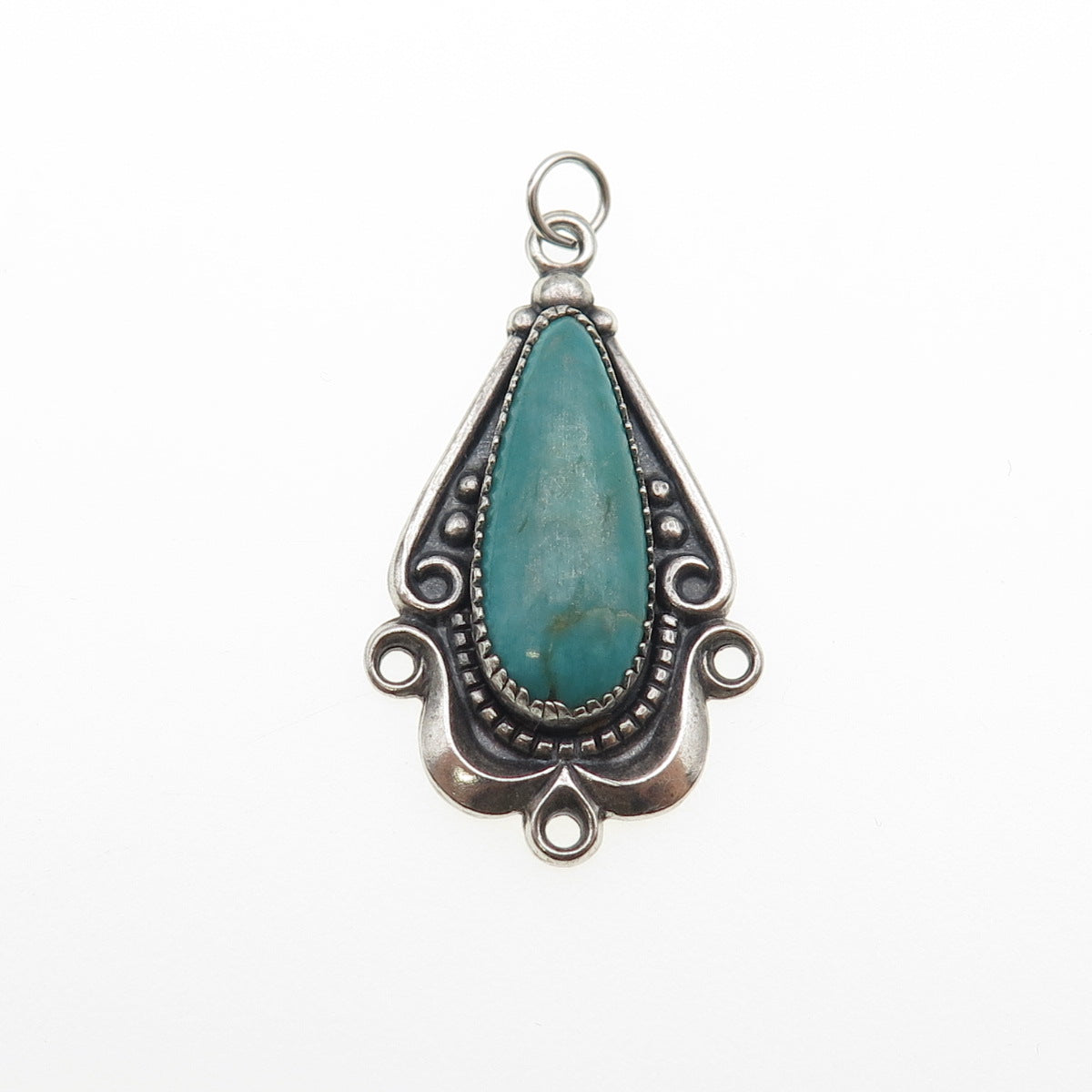 Bell Trading Post Old Pawn 925 Sterling Vintage Kingman Turquoise Tribal Pendant