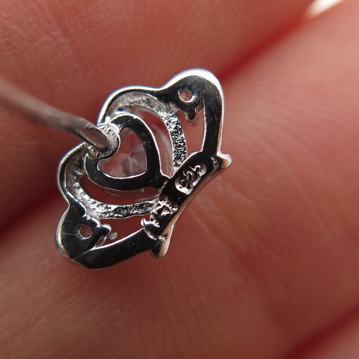 925 Sterling Silver Heart & Round-Cut C Z Tiara Stud Earrings