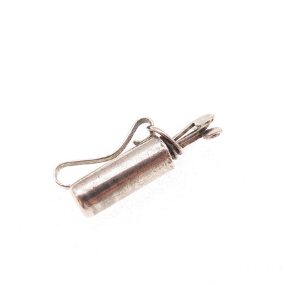 925 Sterling Silver Antique Art Deco Mexico Gold Club Oxidized 3D Charm Pendant