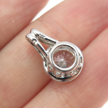 925 Sterling Silver Round-Cut C Z Sparkle Minimalist Pendant