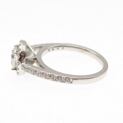 925 Sterling Silver Round-Cut C Z Engagement Ring Size 6.5