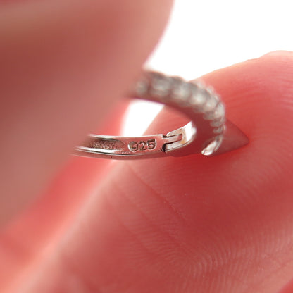 925 Sterling Silver Round-Cut C Z Thorn Hoop Earrings