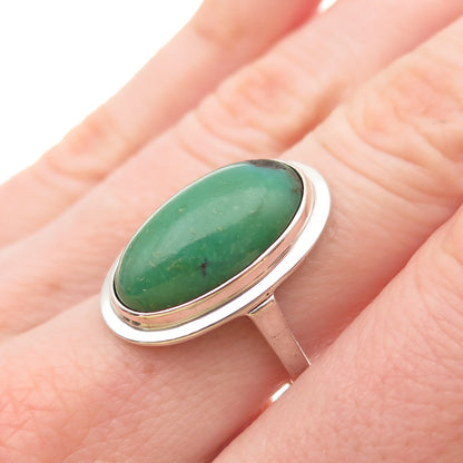 800 Silver Antique Art Deco GS Italy Real Chrysoprase Ring Size 6.75