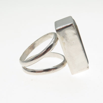 925 Sterling Silver Vintage Real Smoky Quartz Statement Ring Size 5.5