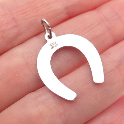 925 Sterling Silver Vintage Happy Birthday Horseshoe Good Luck Mini Pendant