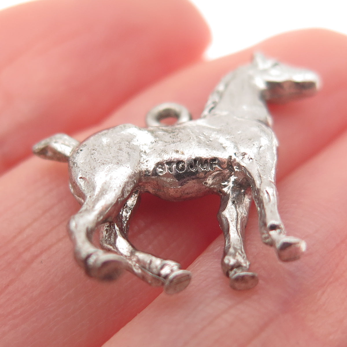 J.M. Fisher 925 Sterling Silver Vintage Horse 3D Mini Charm Pendant