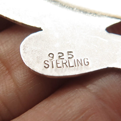 925 Sterling Silver 2-Tone Vintage Mexico Cat Hanging On a Branch Pin Brooch