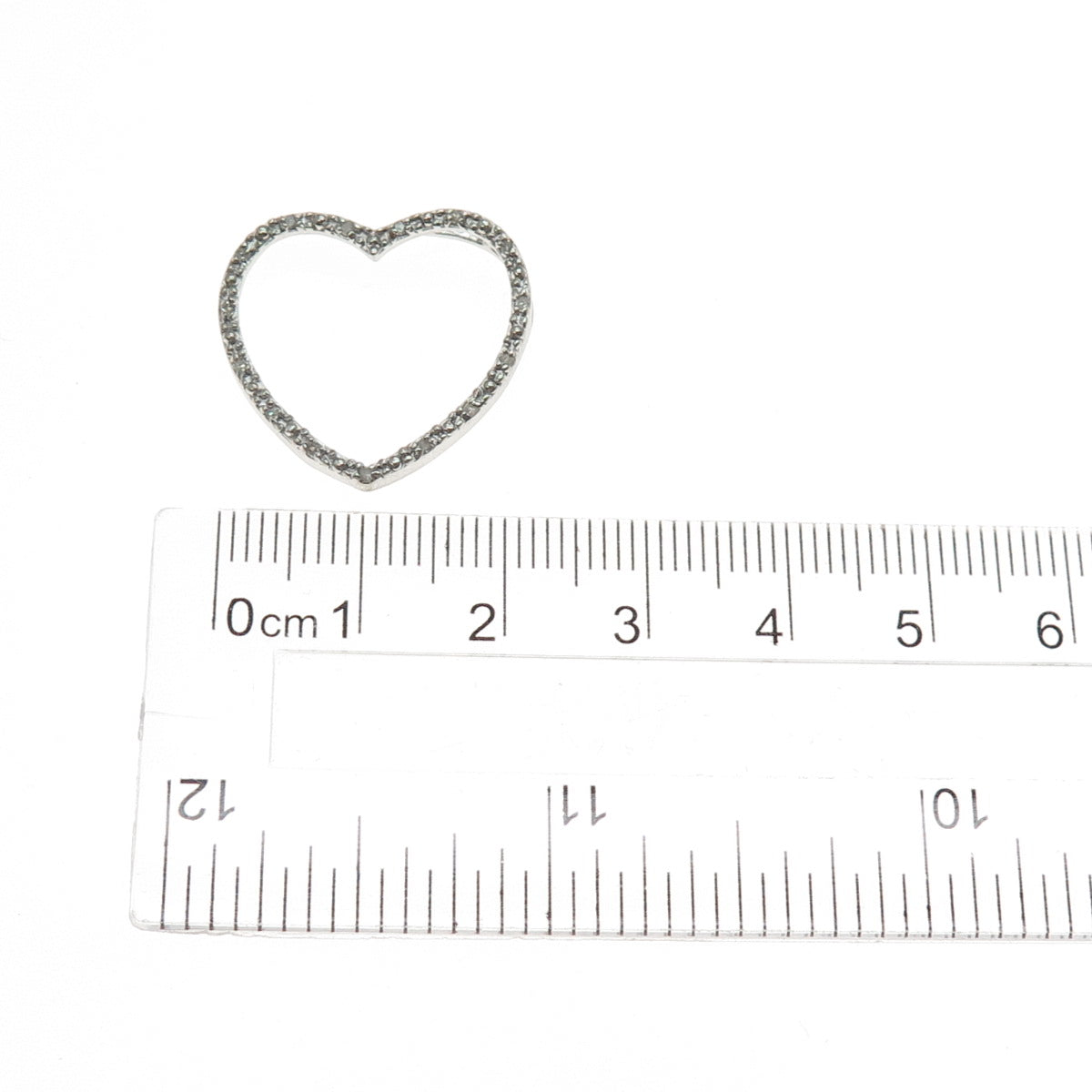 CHARLES WINSTON 925 Sterling Silver Real Round-Cut Diamond Heart Slide Pendant