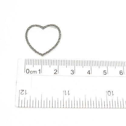 CHARLES WINSTON 925 Sterling Silver Real Round-Cut Diamond Heart Slide Pendant