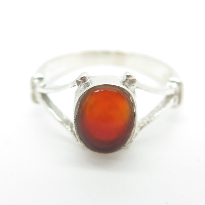 925 Sterling Silver Vintage Southwestern Real Carnelian Ring Size 4.75