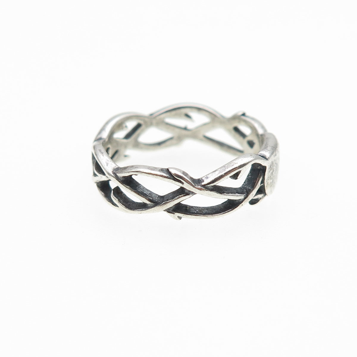 WALDECK 925 Sterling Silver Vintage Woven Wire Oxidized Band Ring Size 6.25