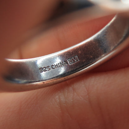 925 Sterling Silver Vintage Heart Oxidized All Around Band Ring Size 8