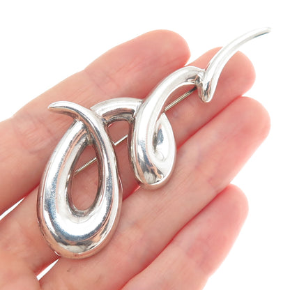 CNA PRANDA 925 Sterling Silver Vintage Modernist Twisted Pin Brooch