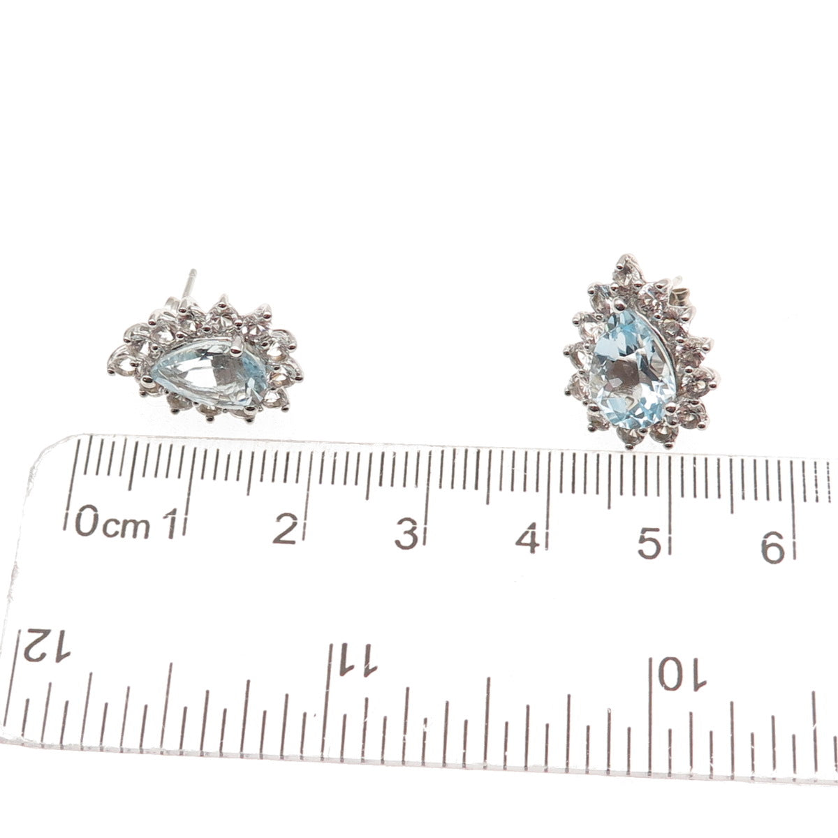 Harold Trujillo 925 Sterling Silver Real Blue & White Topaz Teardrop Earrings