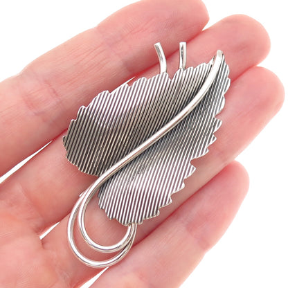 Danecraft 925 Sterling Silver Vintage Modernist Floral Oxidized Pin Brooch