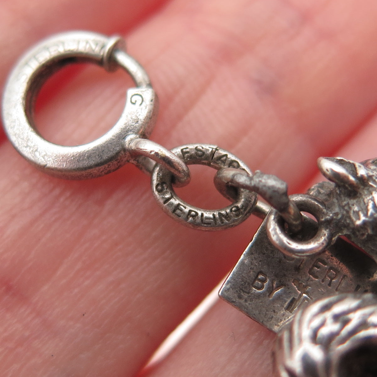 Bell Trading Post Sterling Antique Art Deco Squirrel Spring Ring Mini Pendant