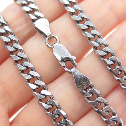 925 Sterling Silver Vintage Italy Oxidized Cuban Chain Necklace 24"