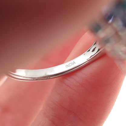 Chuck Clemency Sterling Silver Real Turquoise Iolite White Topaz Ring Size 8.25