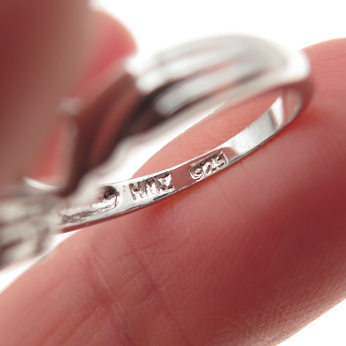 925 Sterling Silver Real Blue Topaz & C Z Bypass Ring Size 6