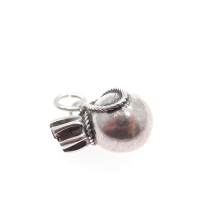 925 Sterling Silver Vintage Coin Bag Oxidized Minimalist 3D Charm Pendant