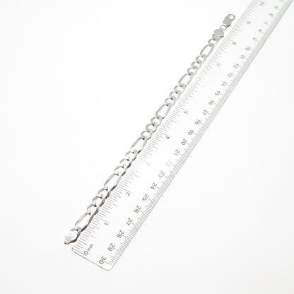 925 Sterling Silver Vintage Italy Figaro Link Bracelet 8.75"