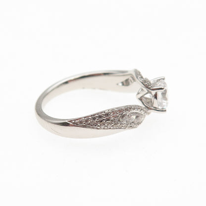 925 Sterling Silver Round-Cut C Z Engagement Bypass Ring Size 6.75