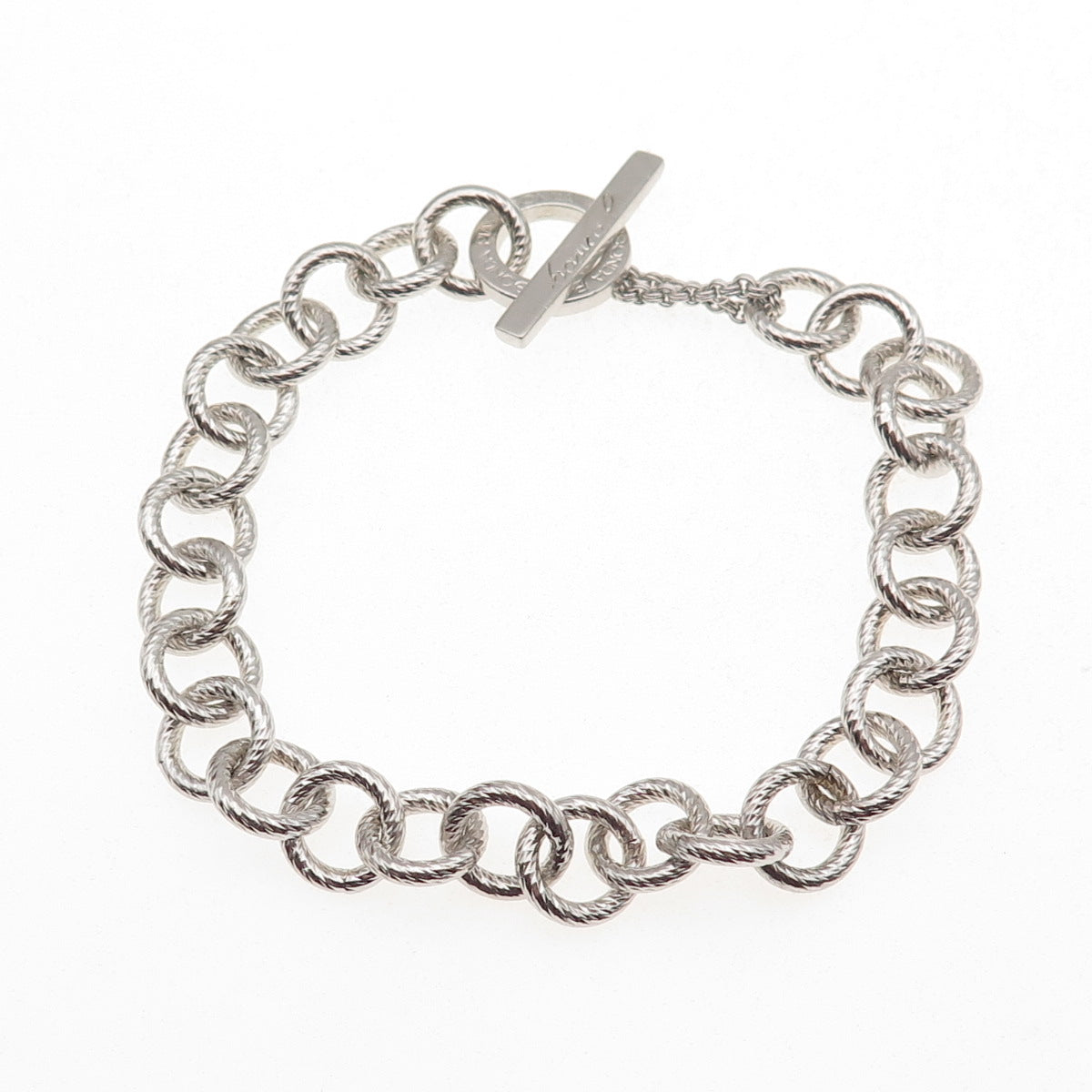 Pianegonda 925 Sterling Silver Italy Rolo Link Bracelet 7"