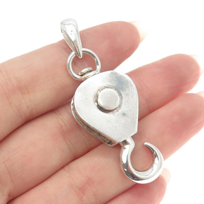 925 Sterling Silver Vintage Italy Hook Pendant
