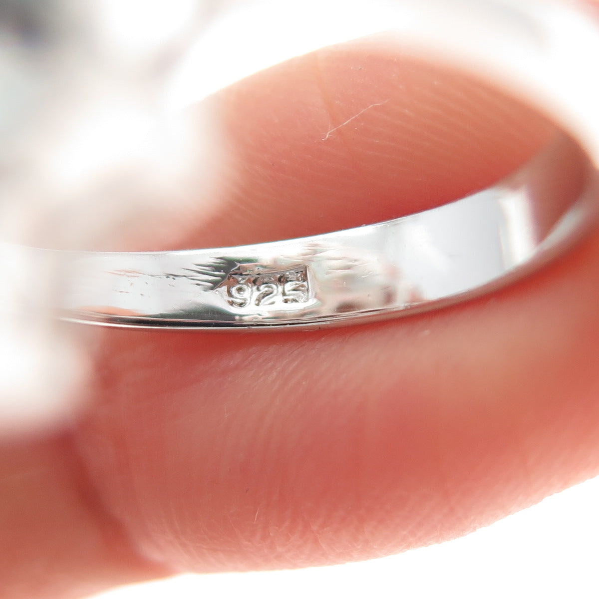 925 Sterling Silver Real Round-Cut Blue Topaz Flower Cluster Ring Size 7.5