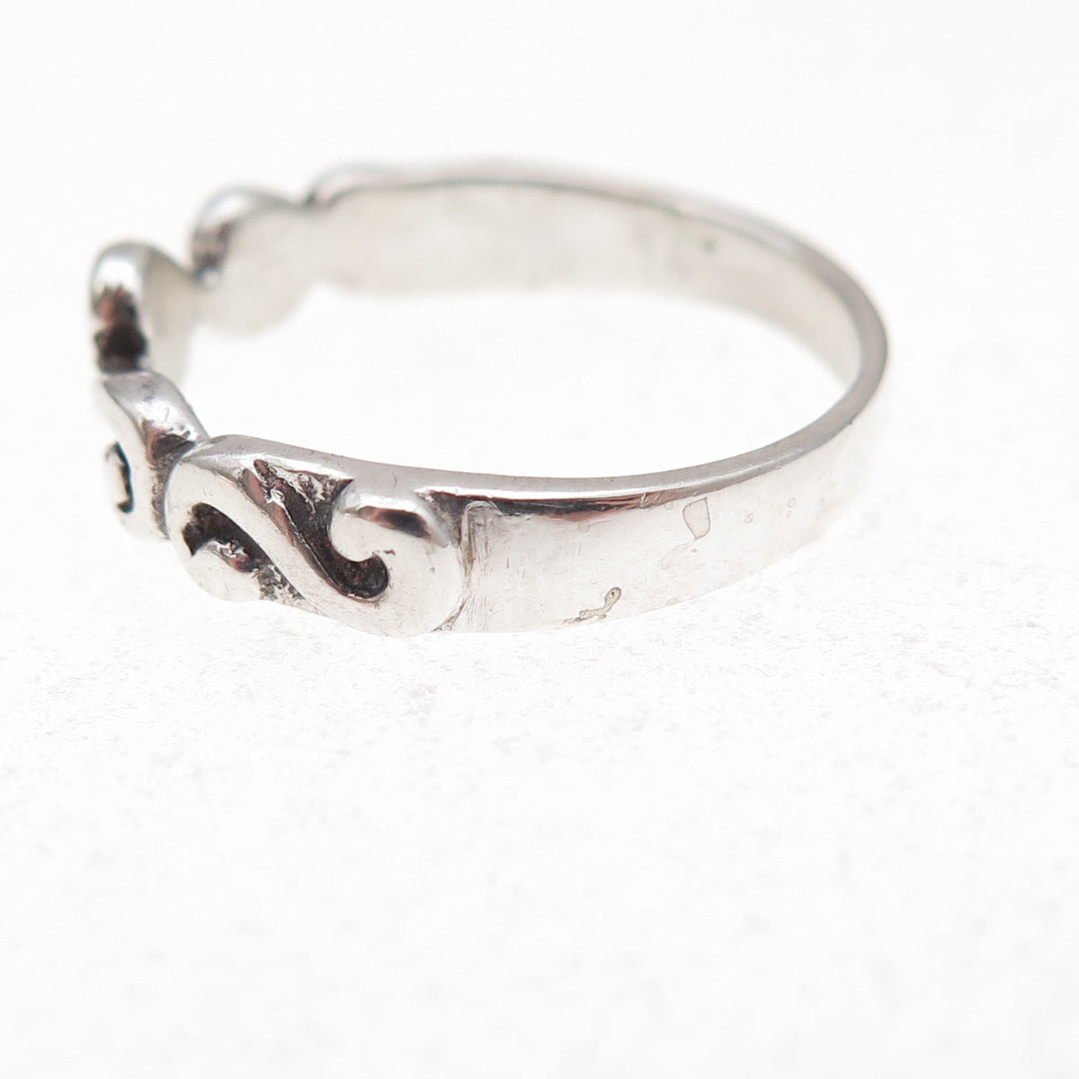 925 Sterling Silver Vintage Spiral Oxidized Ring Size 8