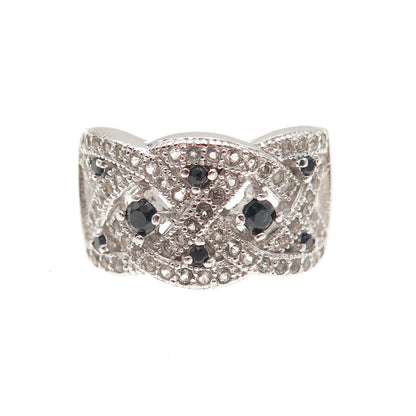DBJ Dee Berkle 925 Sterling Silver Real Sapphire & White Topaz Ring Size 5