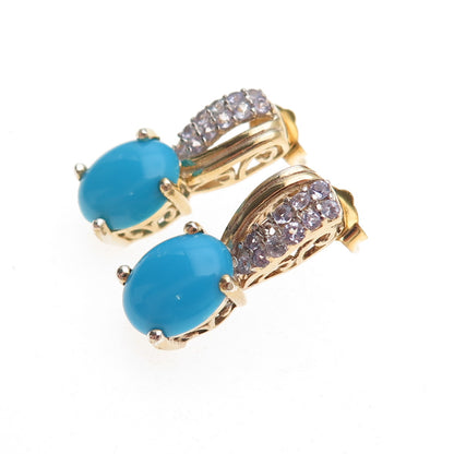 Chuck Clemency 925 Sterling Silver Gold Plated Real Turquoise Tanzanite Earrings