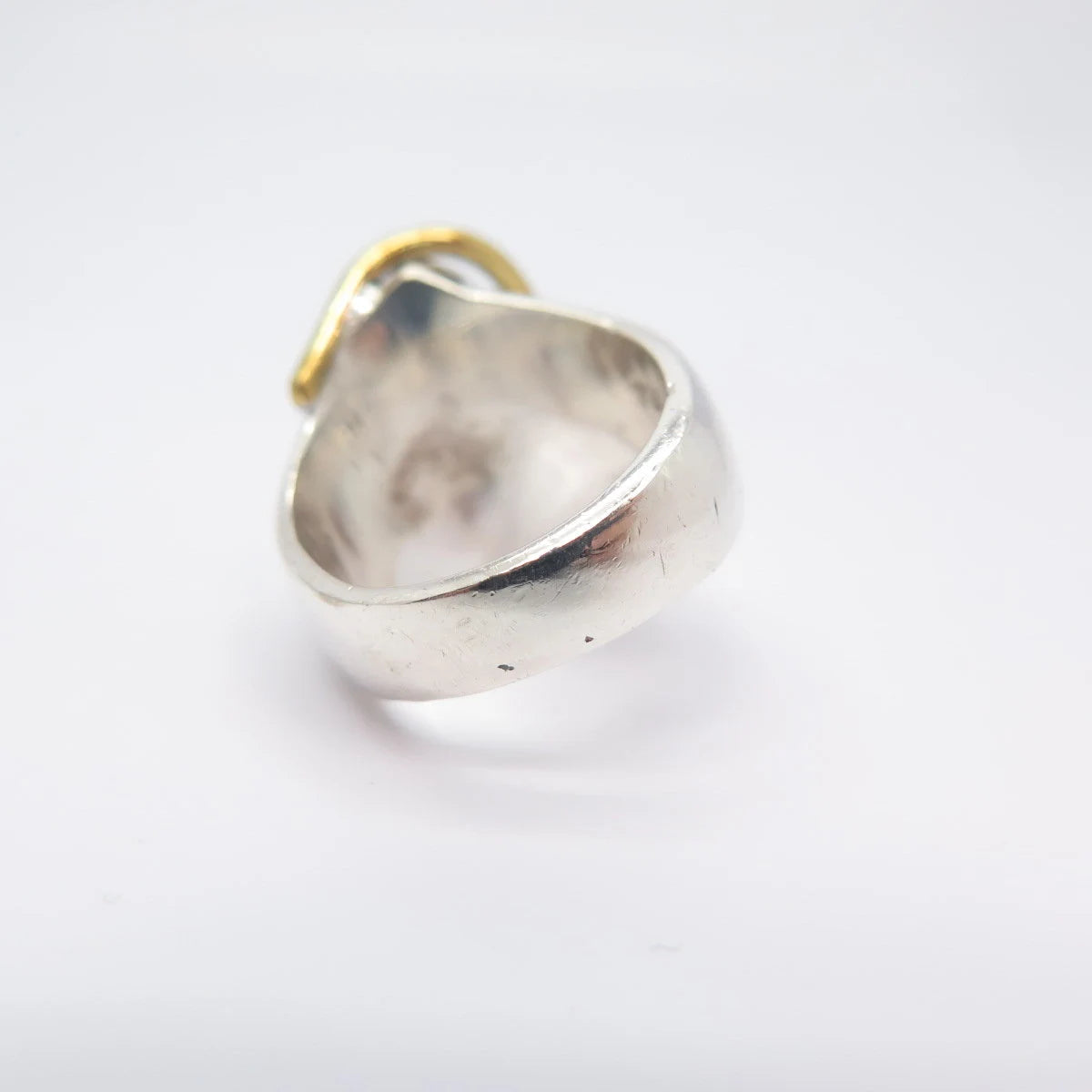 925 Sterling Silver 2-Tone Vintage Mexico Modernist Ring Size 7