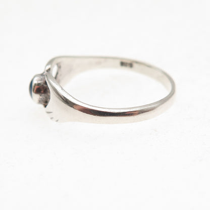 925 Sterling Silver Vintage Enamel Irish Claddagh Oxidized Ring Size 6.75