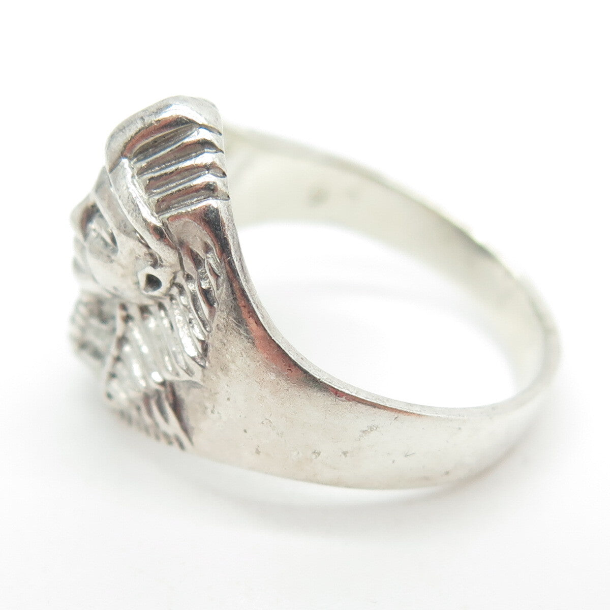 925 Sterling Silver Vintage King Tut Egyptian Pharaoh Ring Size 6.25