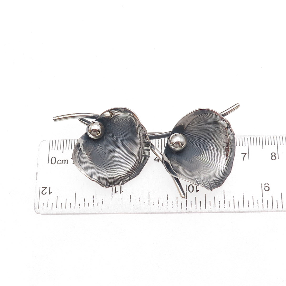 Beau 925 Sterling Silver Vintage Calla Lily Oxidized Pin Brooch