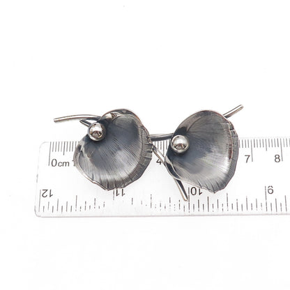 Beau 925 Sterling Silver Vintage Calla Lily Oxidized Pin Brooch
