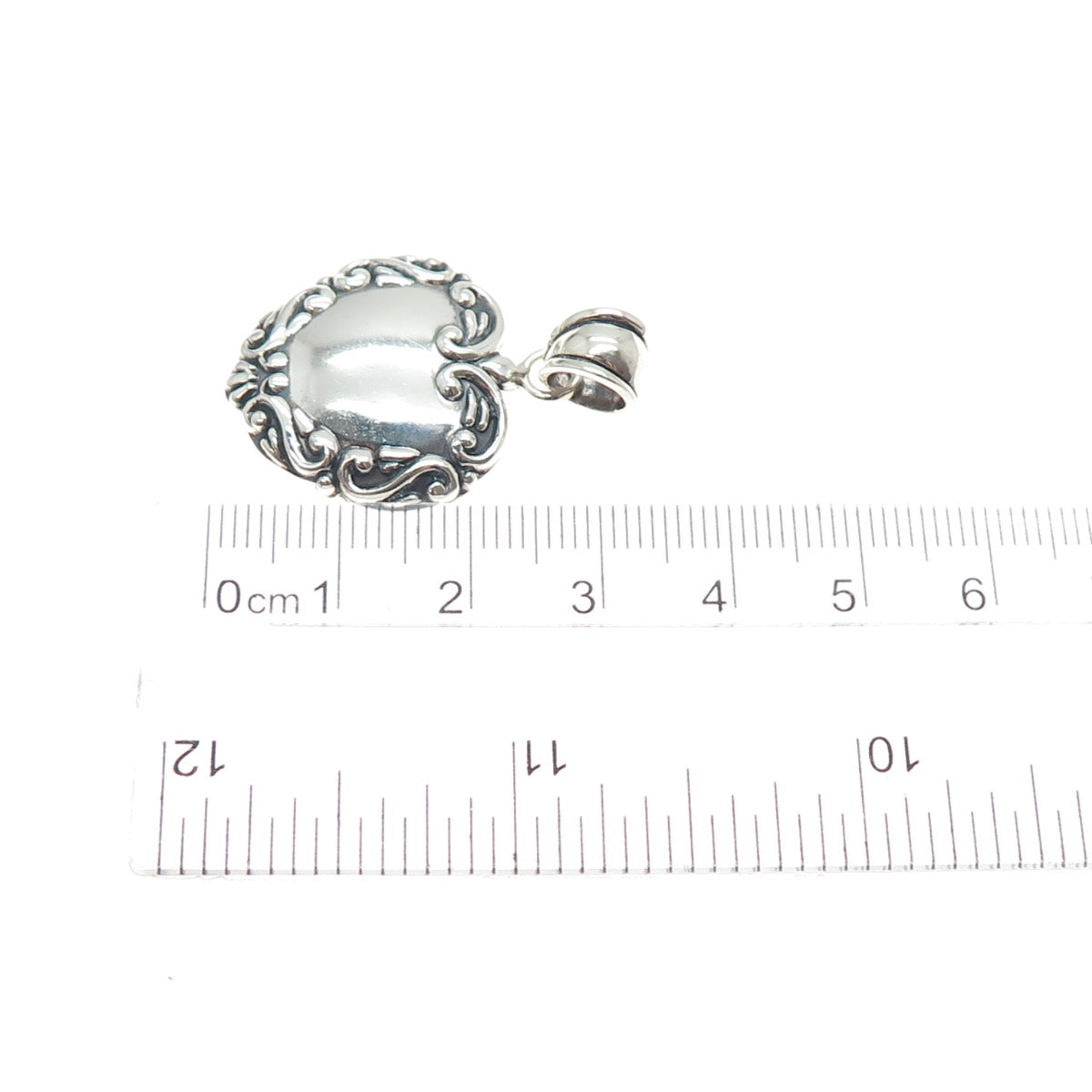 MWS Mark Wasserman Samara 925 Sterling Silver Vintage Heart Oxidized Pendant