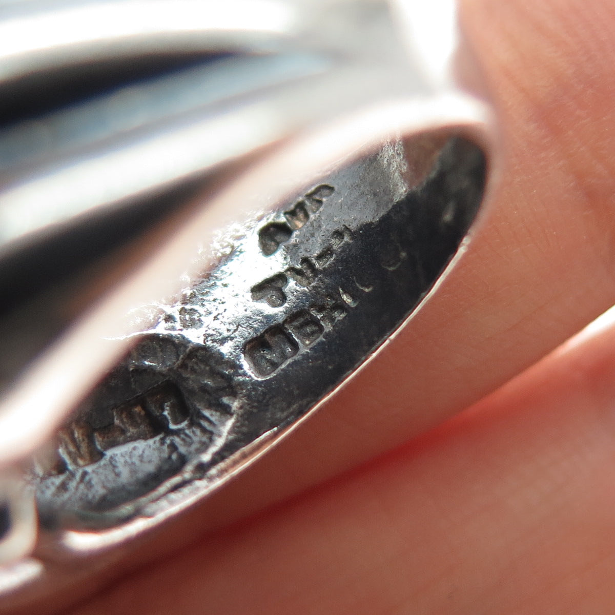 925 Sterling Silver Vintage Mexico Modernist Oxidized Ring Size 6.75
