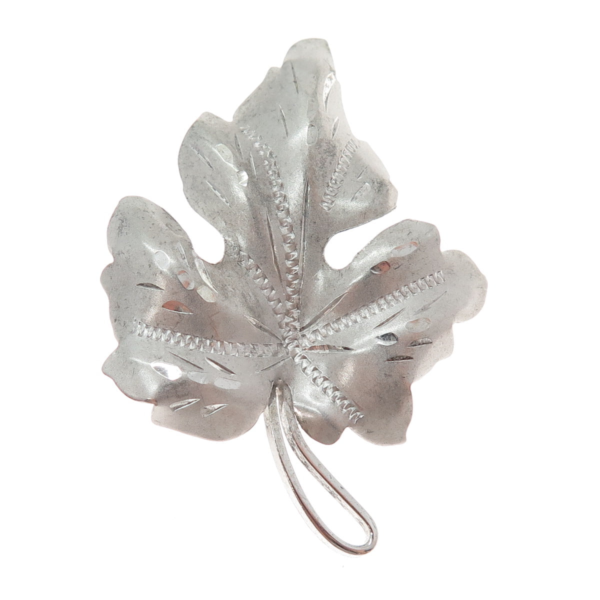 CURTIS CREATIONS 925 Sterling Silver Antique Art Deco Maple Leaf Pin Brooch