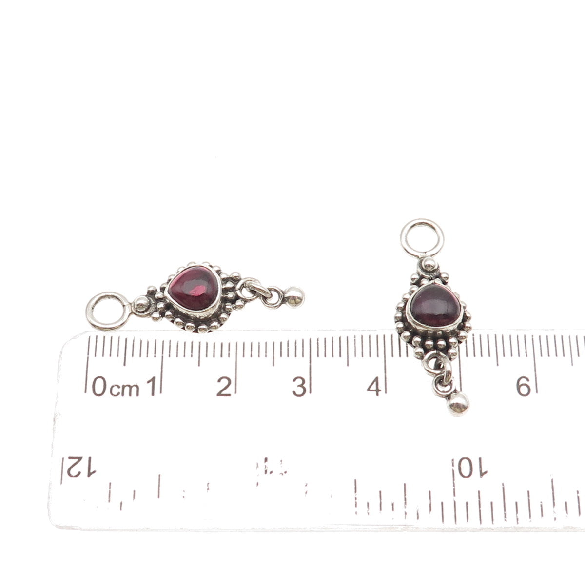 DP Doug Paulus 925 Sterling Silver Vintage Real Garnet Modernist Jacket Earrings