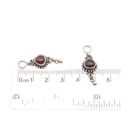 DP Doug Paulus 925 Sterling Silver Vintage Real Garnet Modernist Jacket Earrings