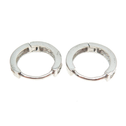 RIIF 925 Sterling Silver Round-Cut C Z Hoop Earrings