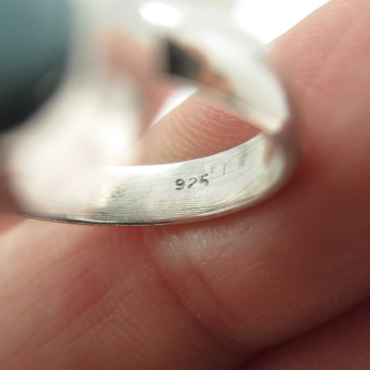 925 Sterling Silver Vintage Real Larimar Gemstone Ring Size 8