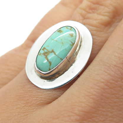 DL GARCIA Old Pawn Sterling Silver Lone Mountain Turquoise Tribal Ring Size 7