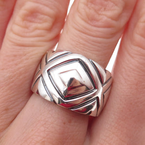 Chapal Zenray 925 Sterling Silver Vintage Modernist Oxidized Ring Size 8